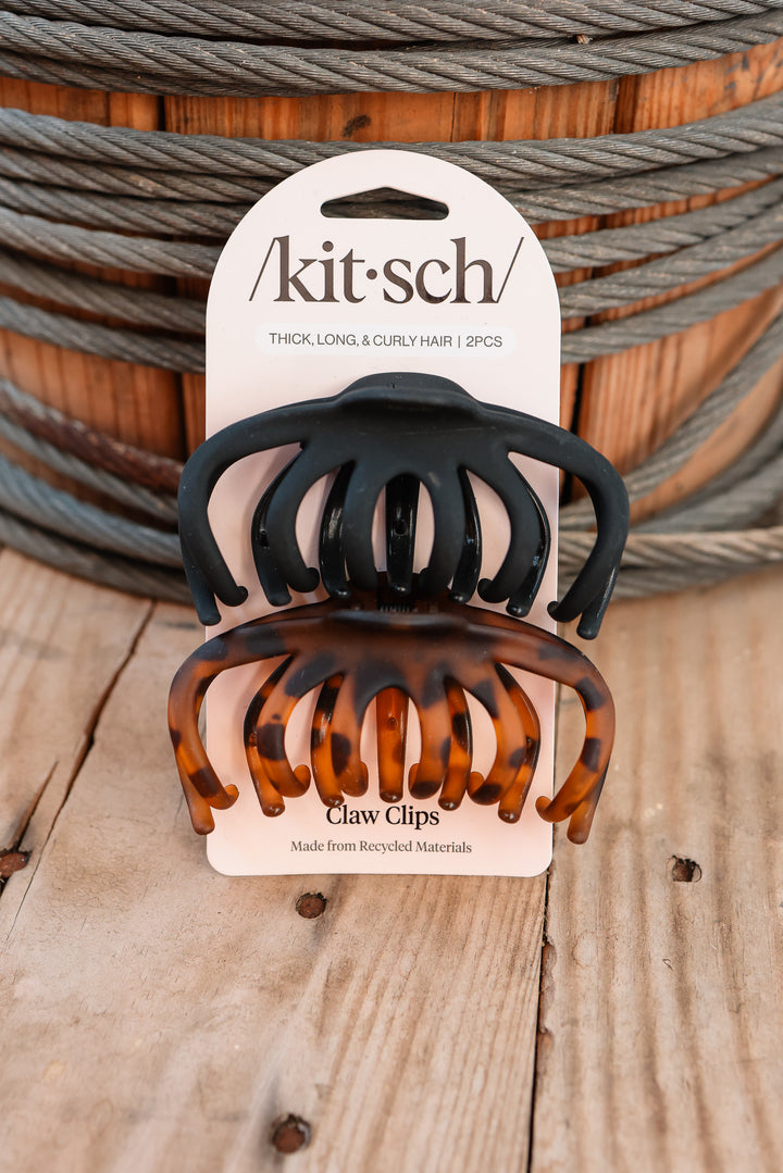 Recycled Plastic Octopus Claw Clips 2pc - Black & Tort