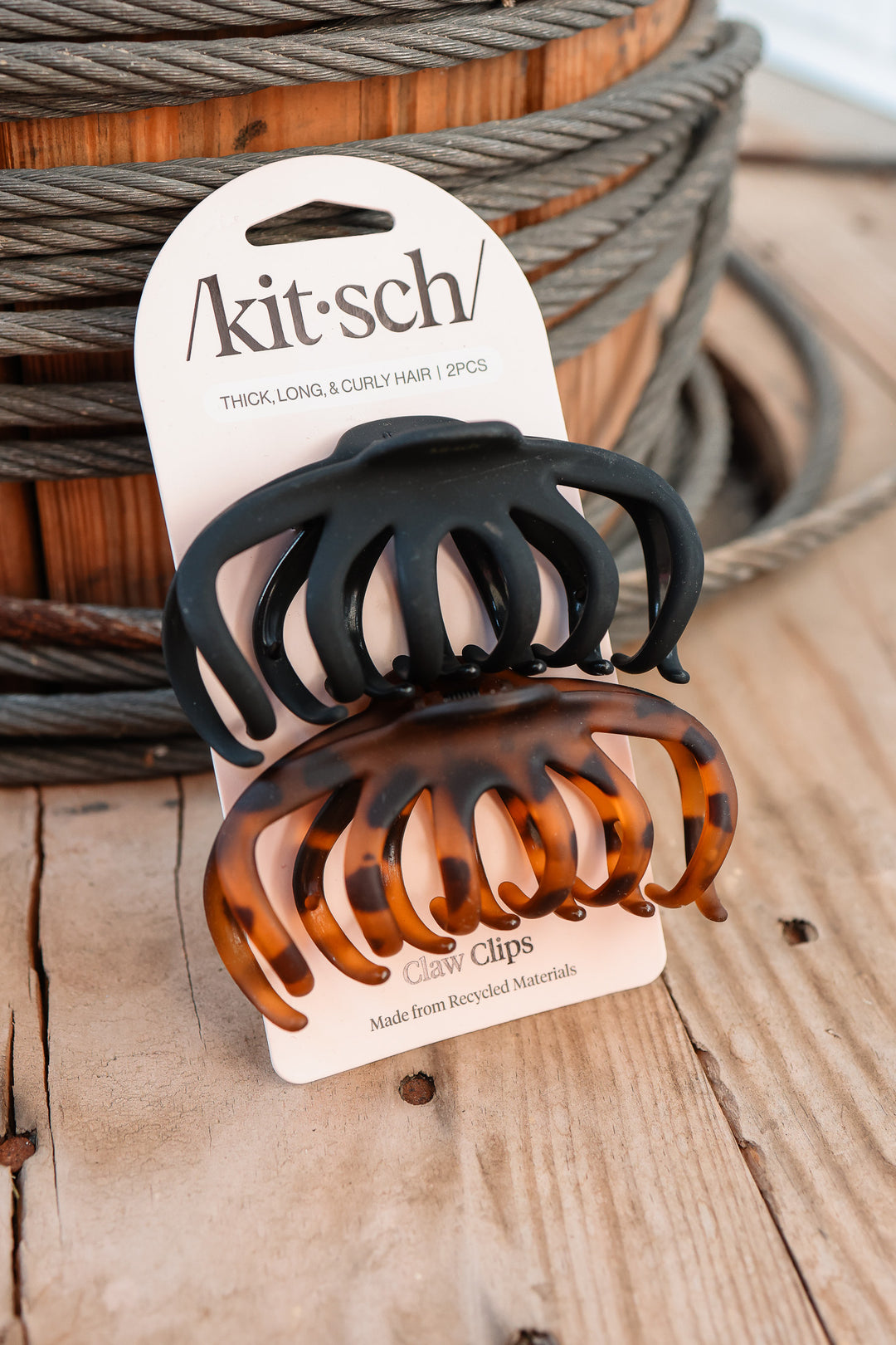 Recycled Plastic Octopus Claw Clips 2pc - Black & Tort