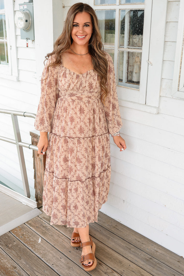 Carly Floral Bubble Sleeve Maxi Dress