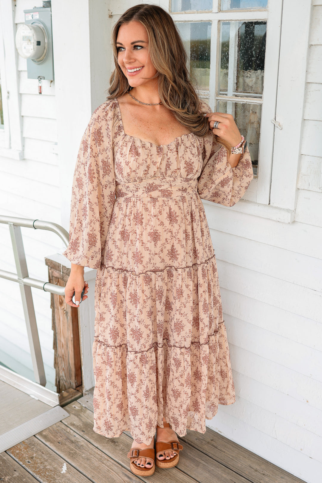 Carly Floral Bubble Sleeve Maxi Dress