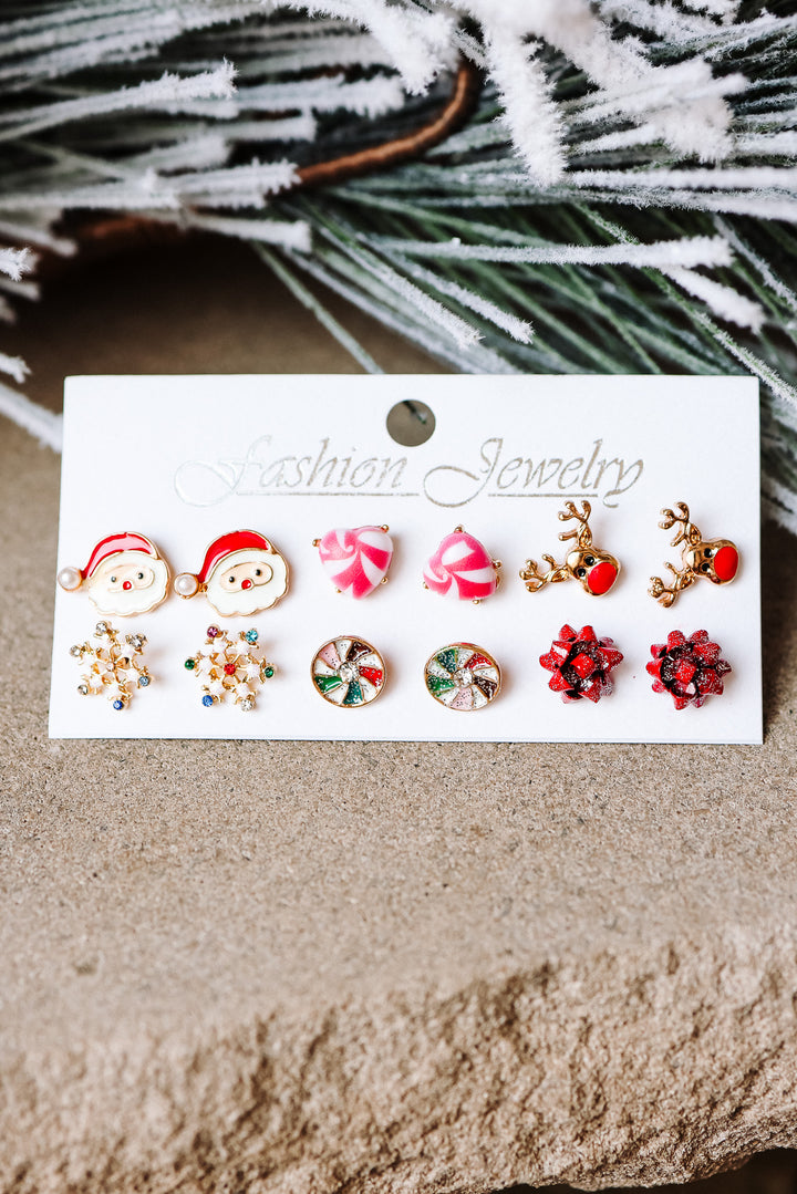 Candy Cane Swirls Holiday Earring Set