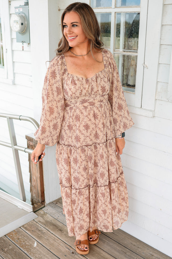 Carly Floral Bubble Sleeve Maxi Dress