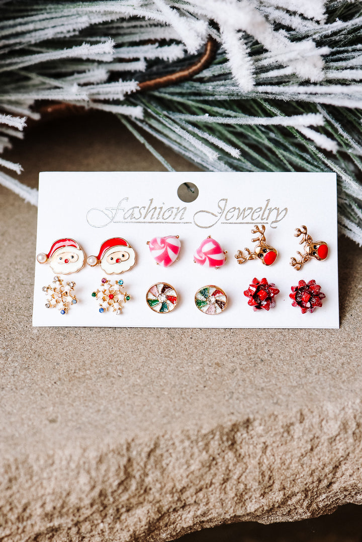 Candy Cane Swirls Holiday Earring Set