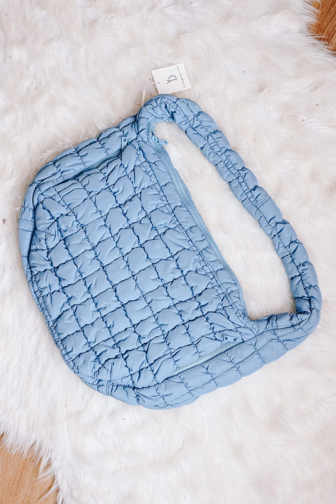 Large Puffer Quilted Shoulder Bag - Blue
