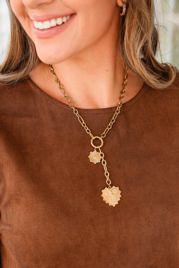 Sunburst Heart Love Pendant Necklace