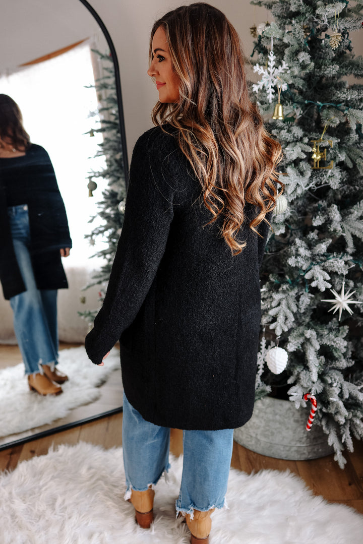 Isabella Boucle Sweater Cardigan - Black