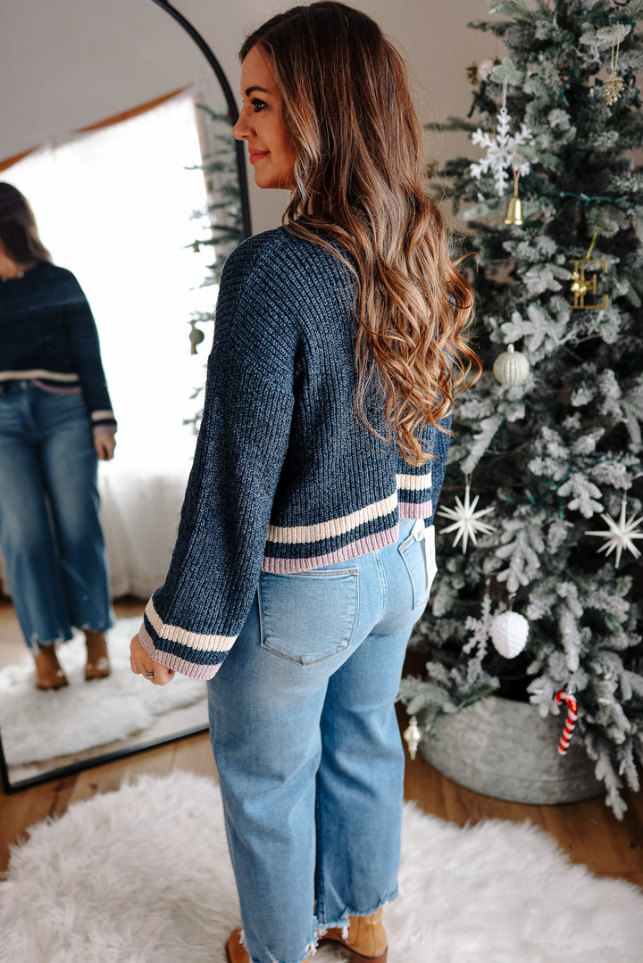 Corina Chenille Crop Sweater - Midnight Navy