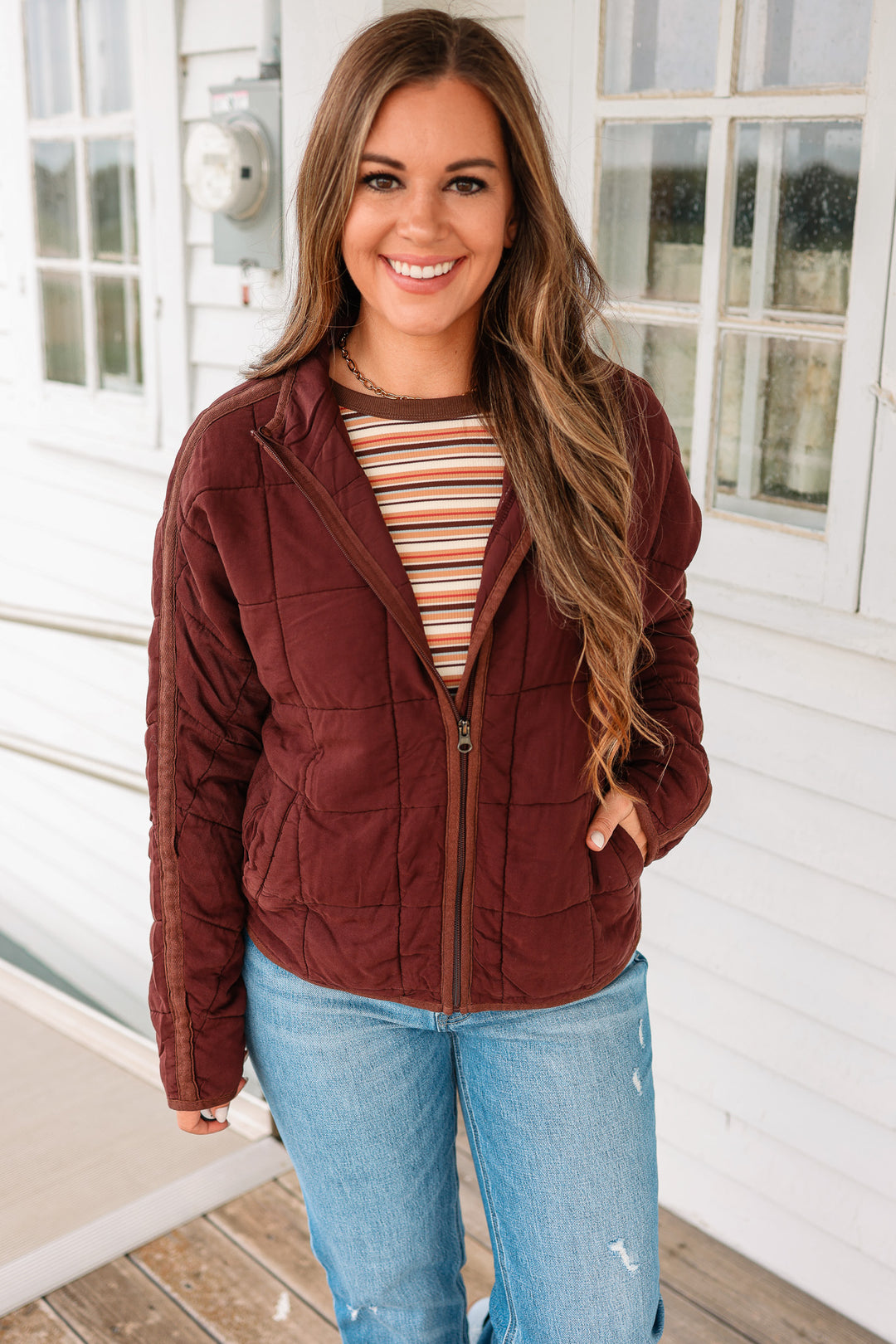 Tyler Soft Quilted Jacket - Dark Brown