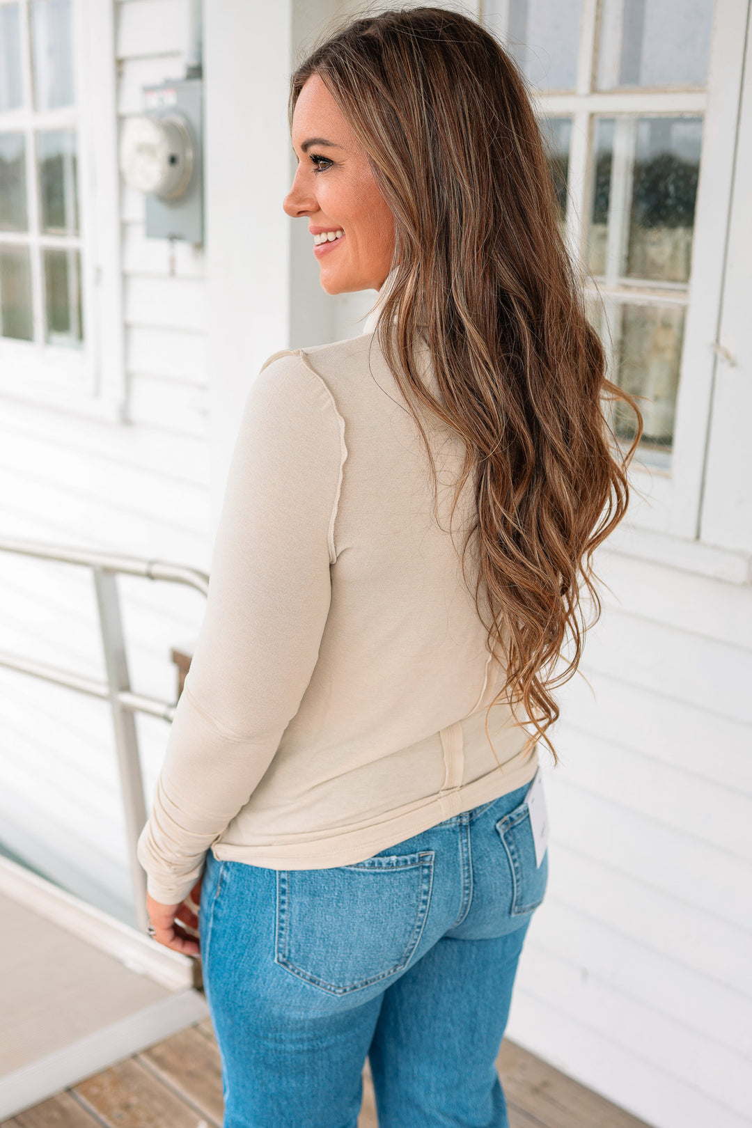 Teagan Turtleneck Top - Mushroom