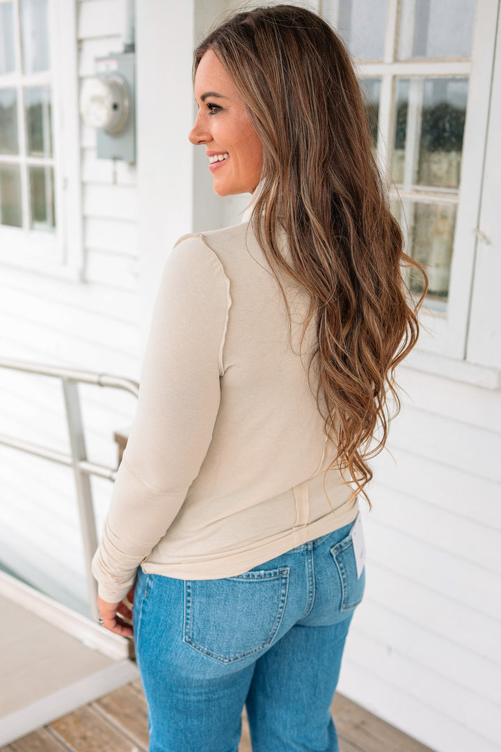 Teagan Turtleneck Top - Mushroom