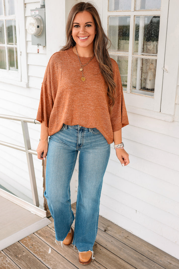 Kate Short Sleeve Sweater - Mocha