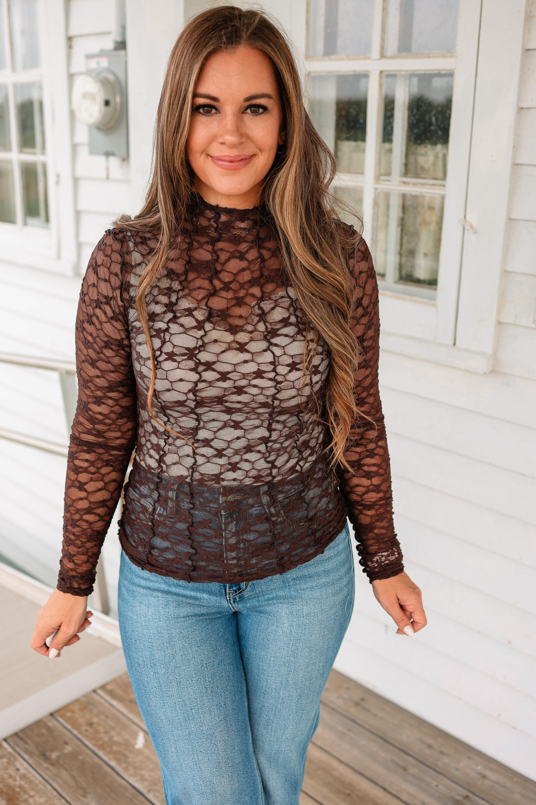 Vienna Mockneck Lace Top