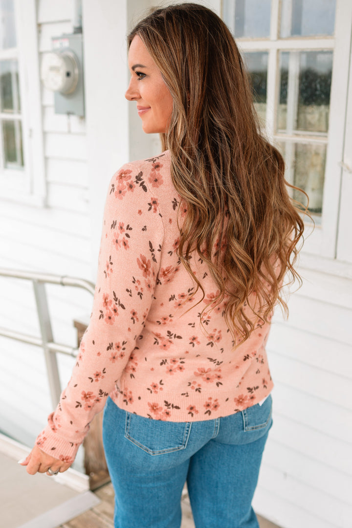 Mila Flower Printed Sweater - Blush