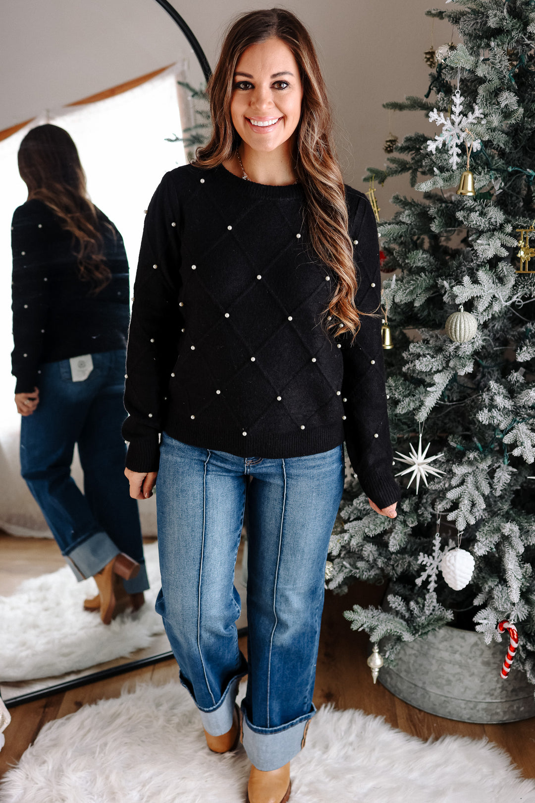 Pearl Detailed Sweater - Black
