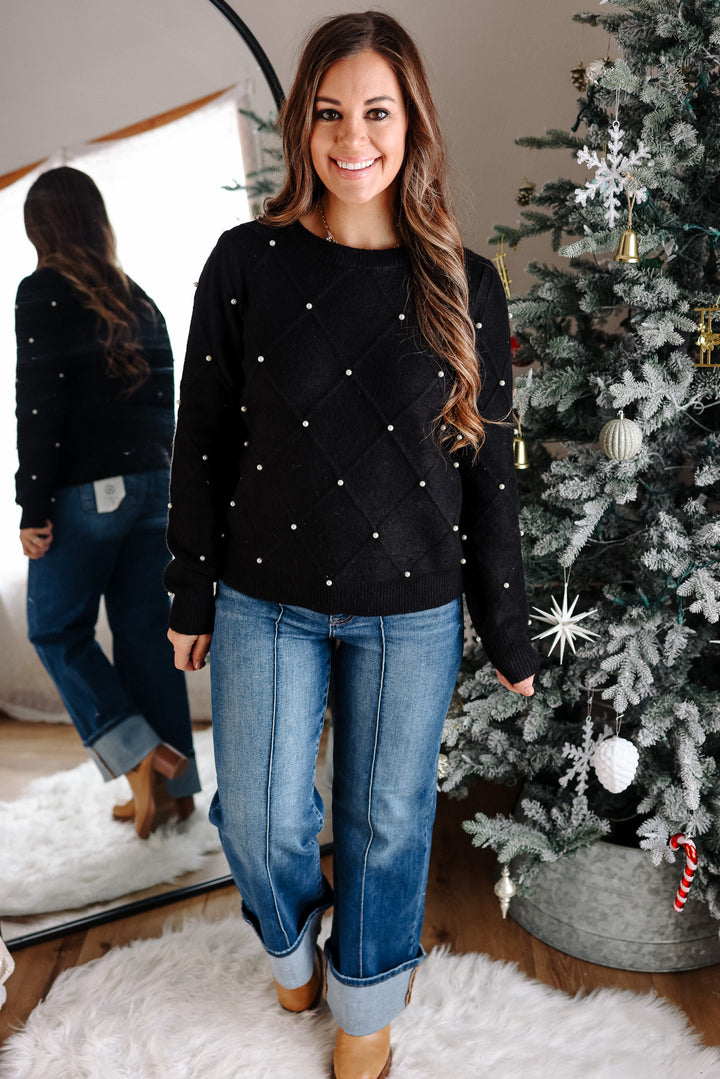Pearl Detailed Sweater - Black