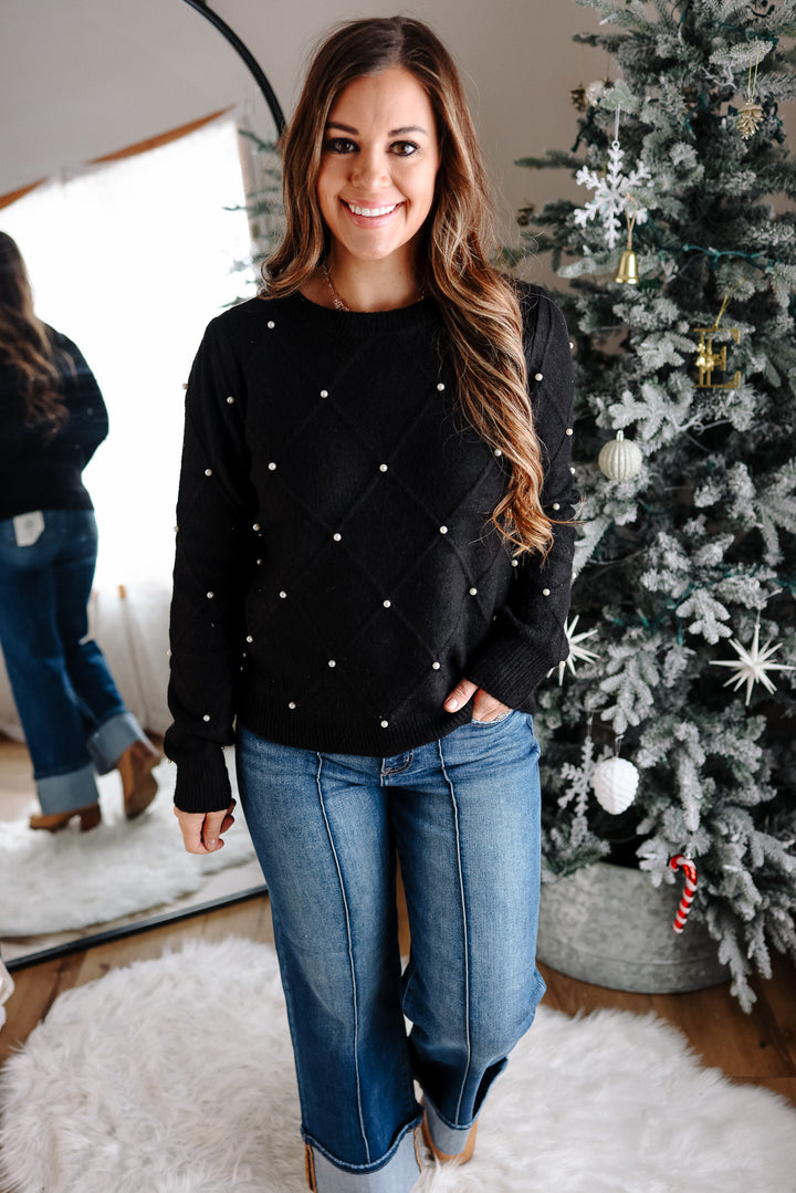 Pearl Detailed Sweater - Black