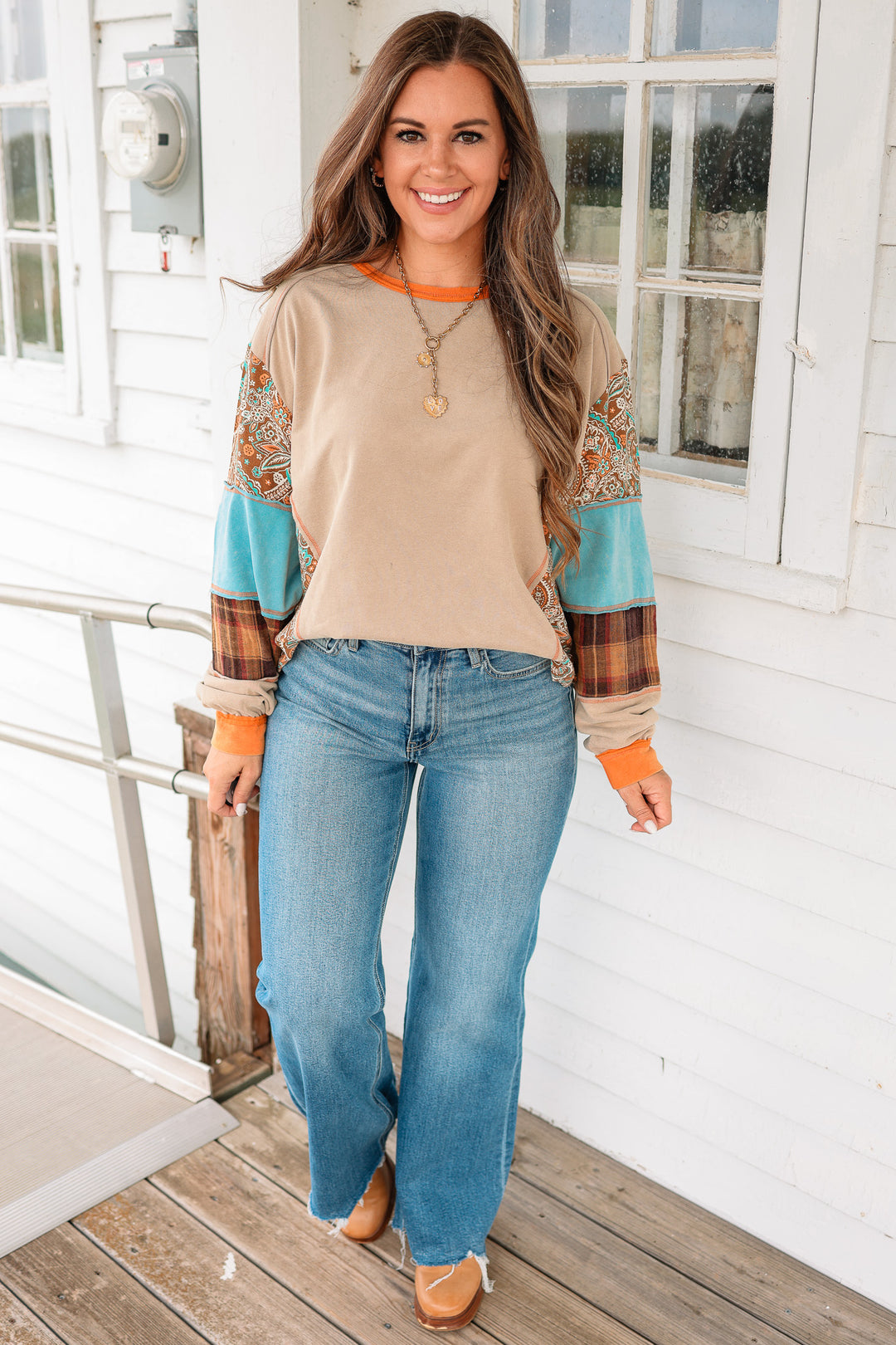 Paisley and Checkered Terry Top
