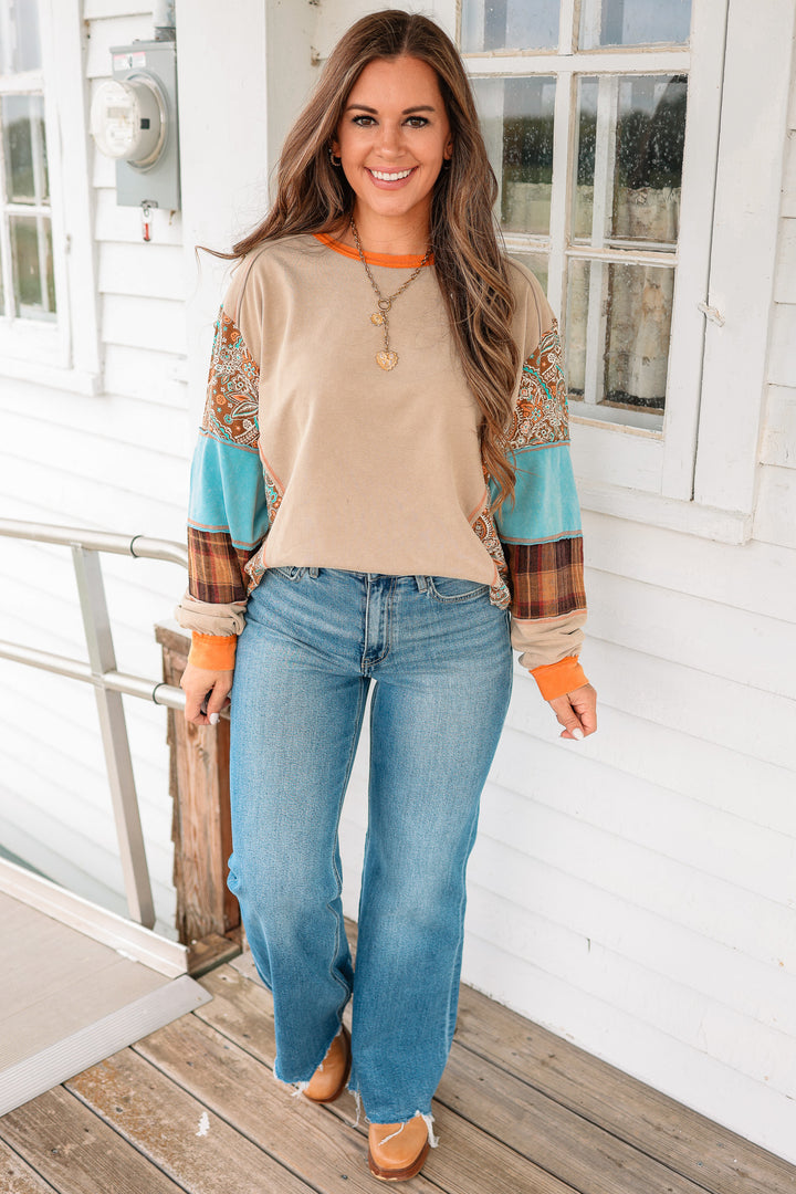 Paisley and Checkered Terry Top