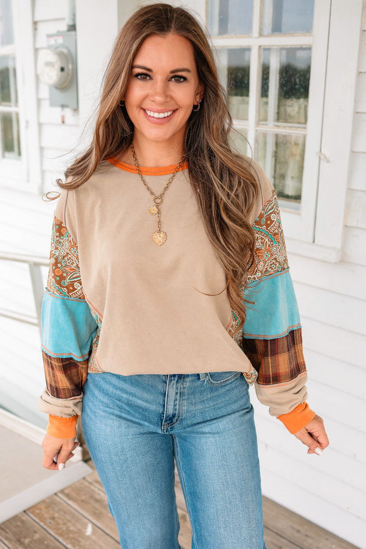 Paisley and Checkered Terry Top