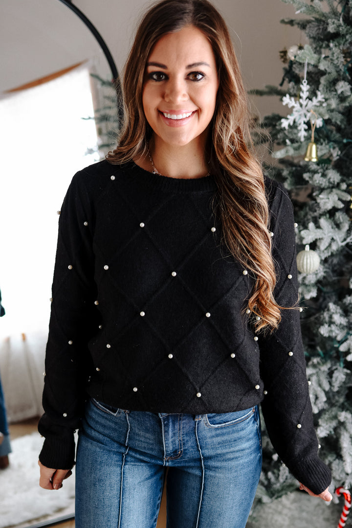 Pearl Detailed Sweater - Black