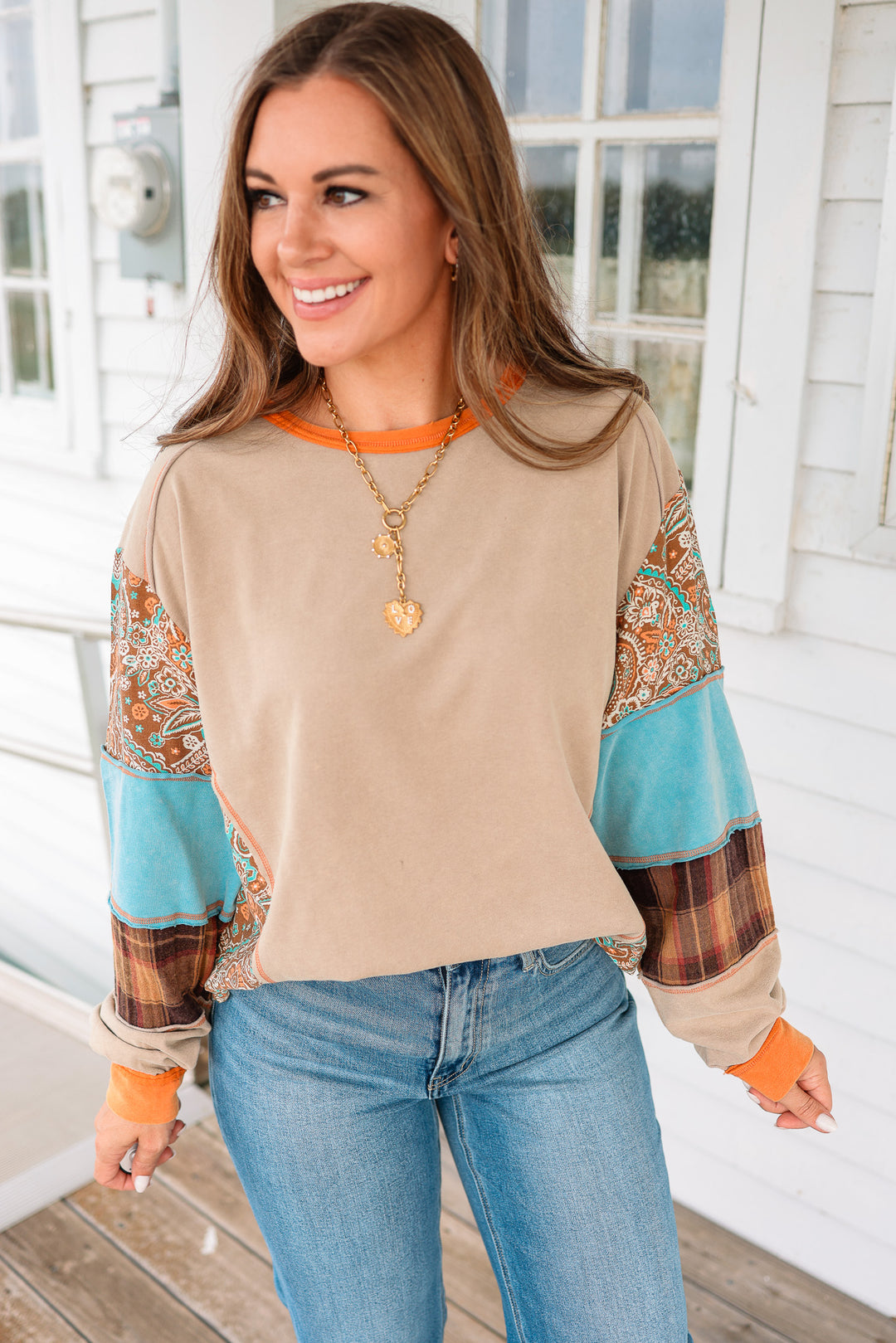 Paisley and Checkered Terry Top