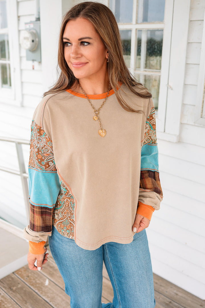 Paisley and Checkered Terry Top