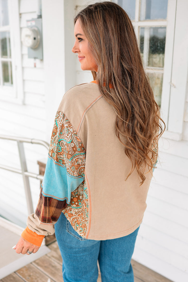 Paisley and Checkered Terry Top