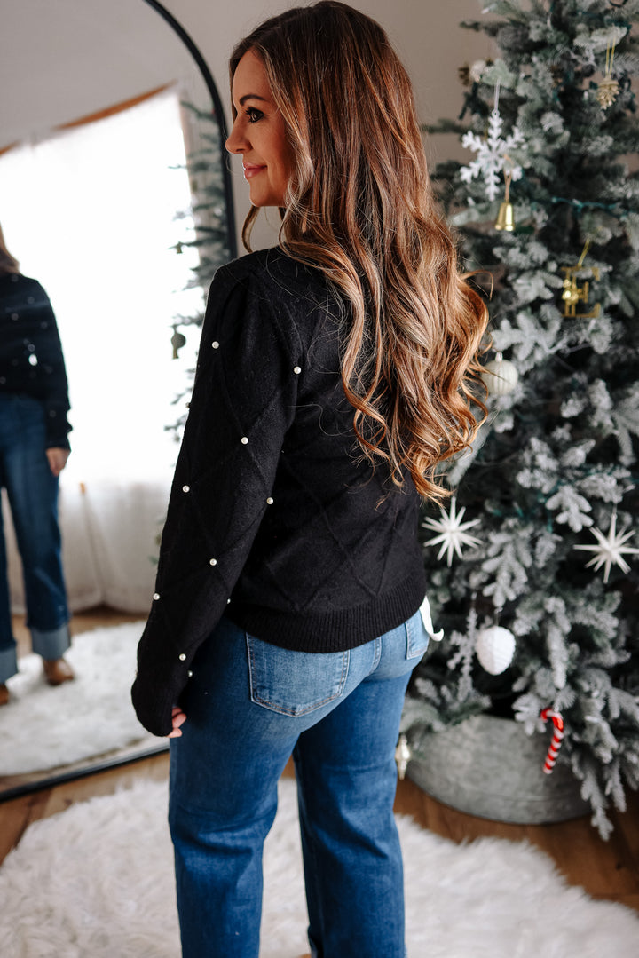 Pearl Detailed Sweater - Black