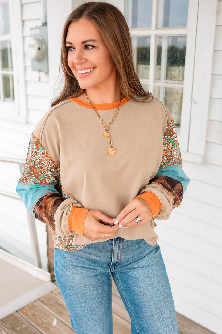 Paisley and Checkered Terry Top