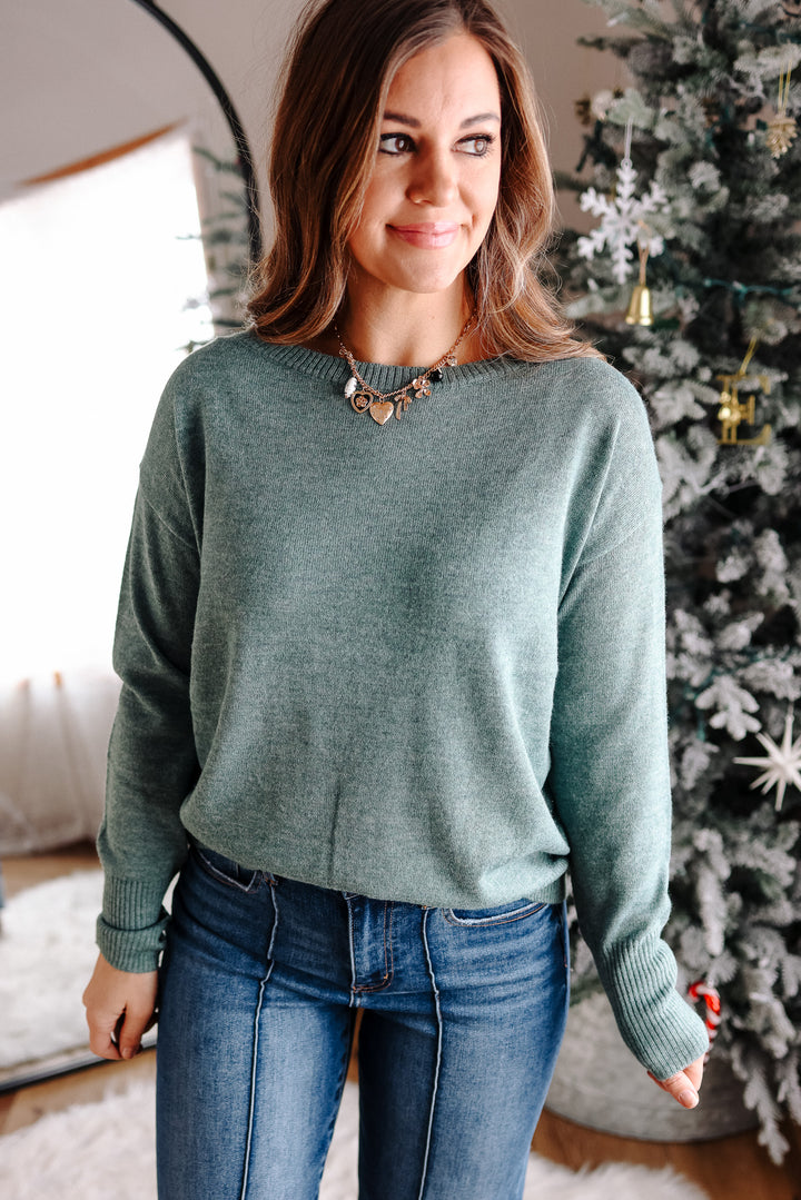 Delaney Boatneck Sweater - Dusty Jade