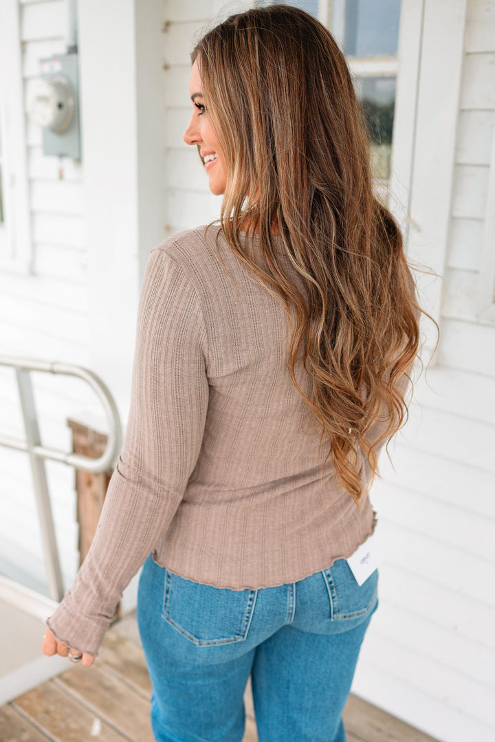 Junie Textured Ribbed Long Sleeve - Mocha