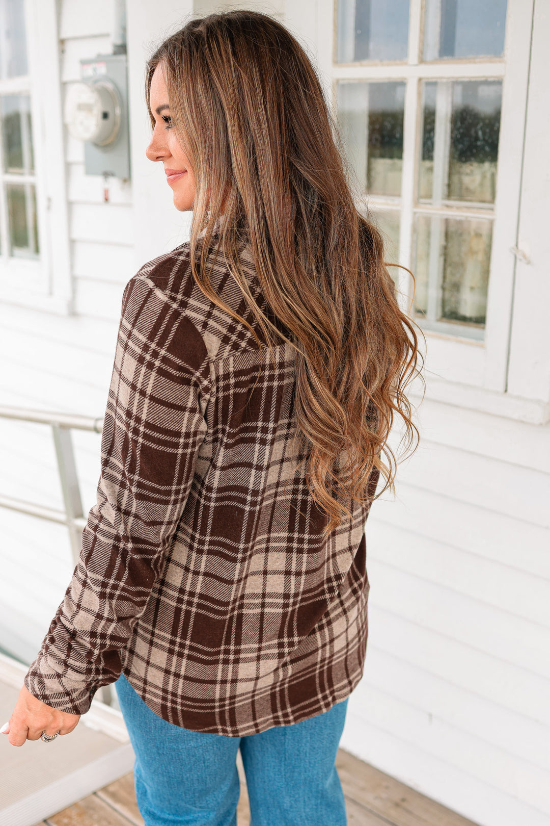 Ava Plaid Button Up - Chocolate Brown