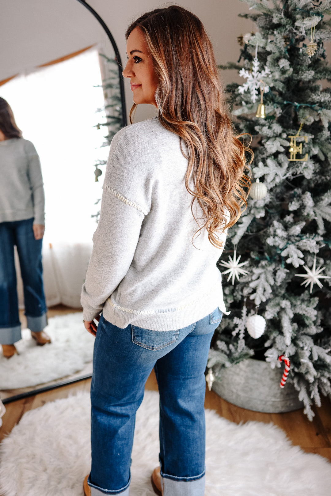 Erica Colored Stitching Sweater