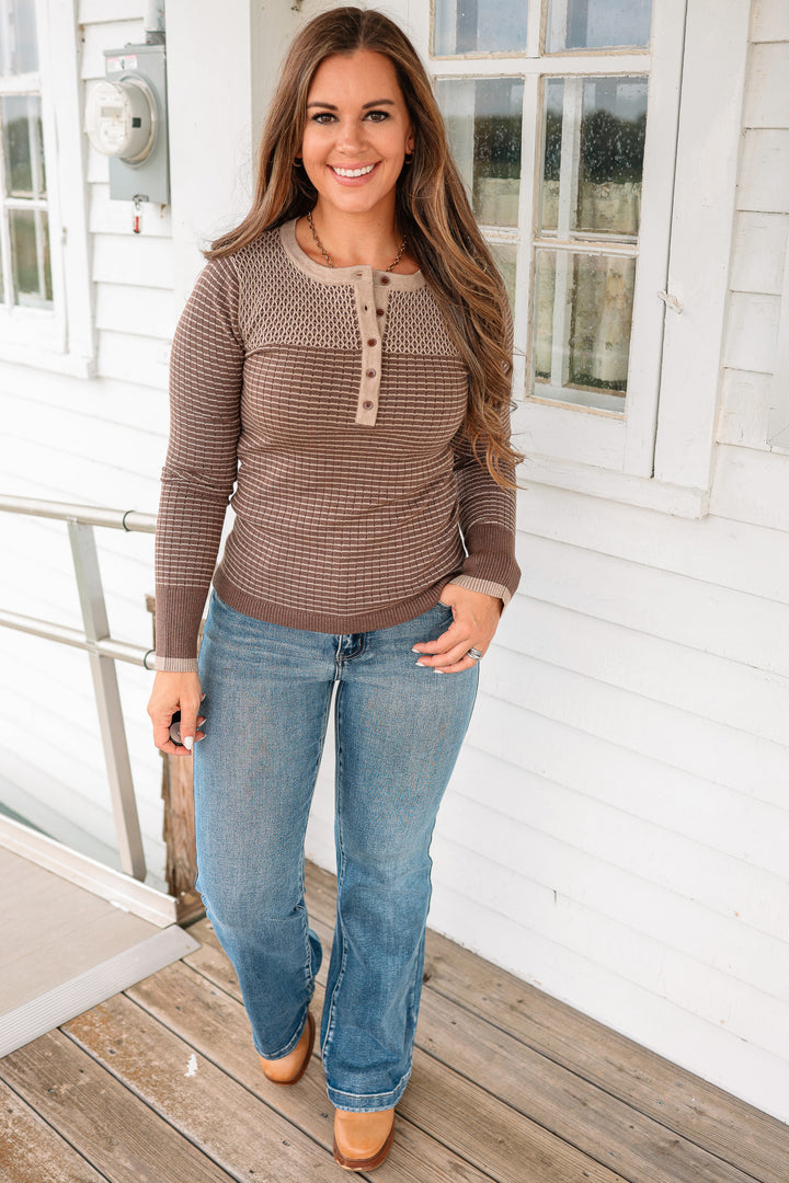Mia Diamond Stitch Thermal Top - Mocha