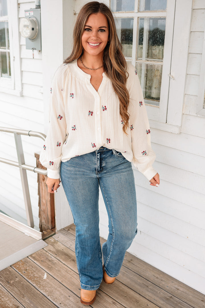 Bria Flower Embroidered Blouse