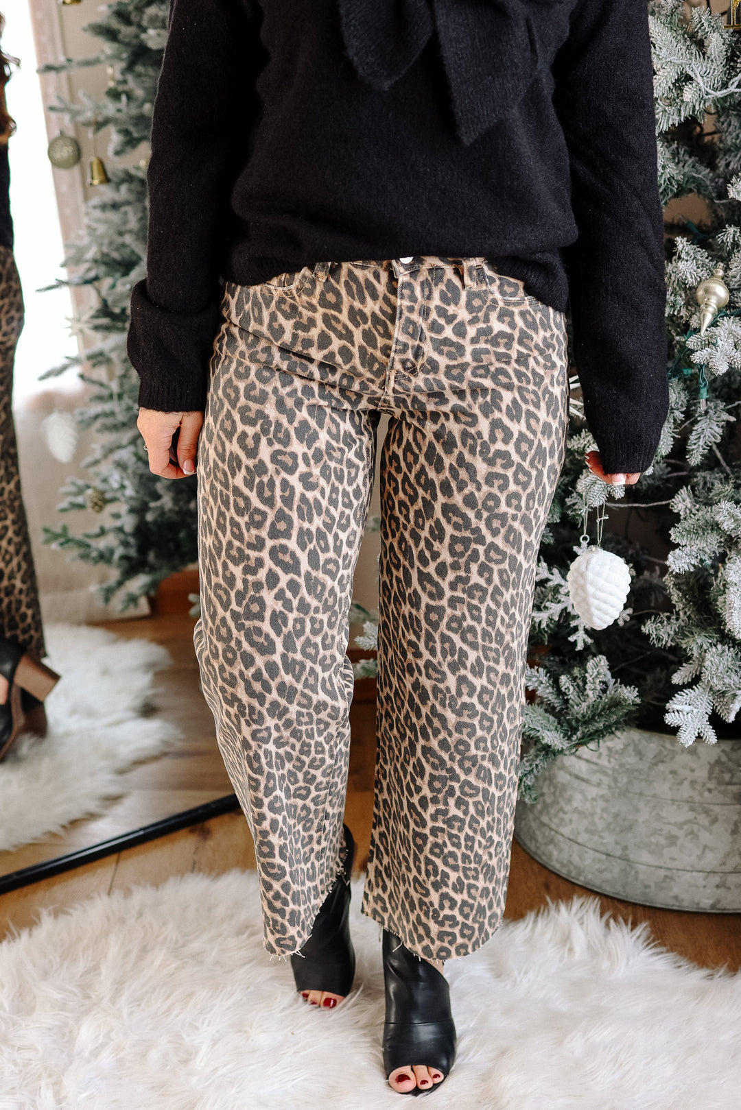 VERVET: Leopard Print High Rise Crop Jeans