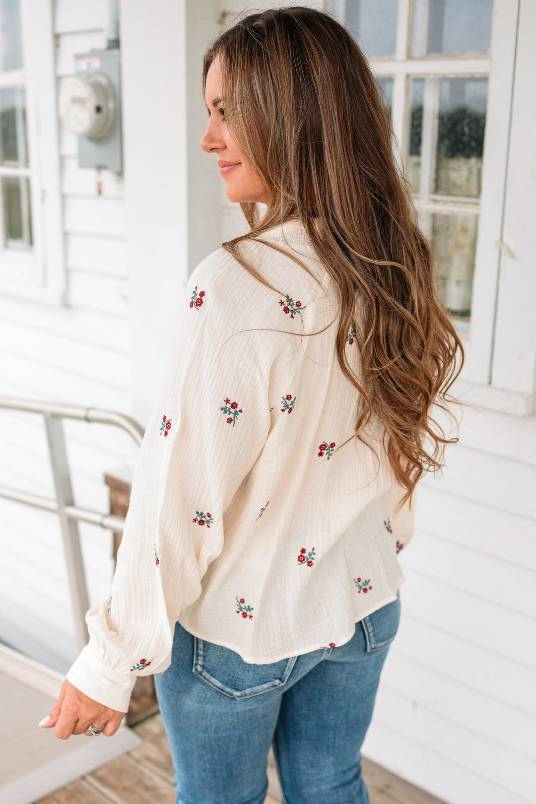 Bria Flower Embroidered Blouse