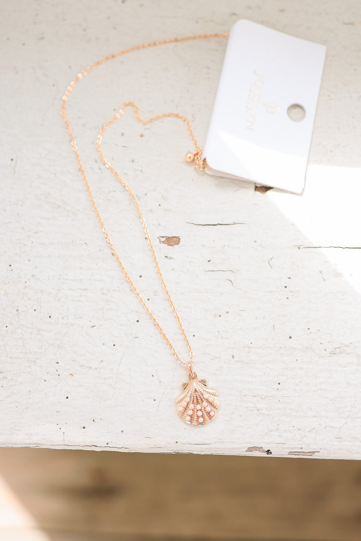 Pearl-Accented Shell Pendant Necklace