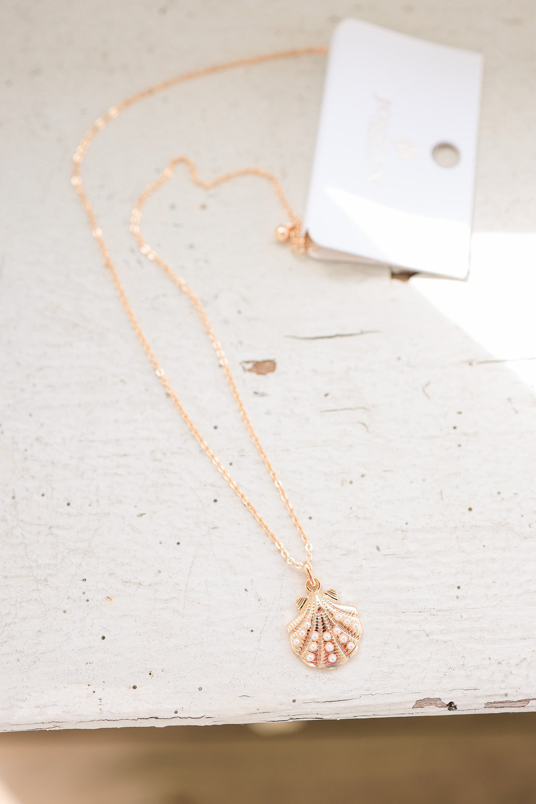 Pearl-Accented Shell Pendant Necklace