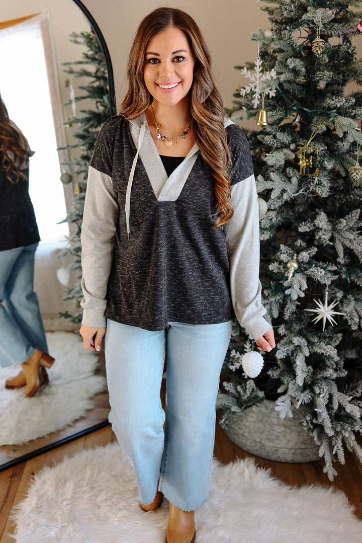 Demi Colorblock Hooded Sweatshirt - Black