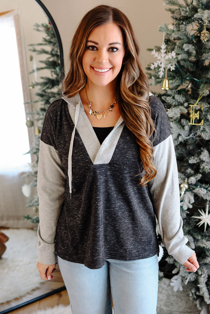 Demi Colorblock Hooded Sweatshirt - Black