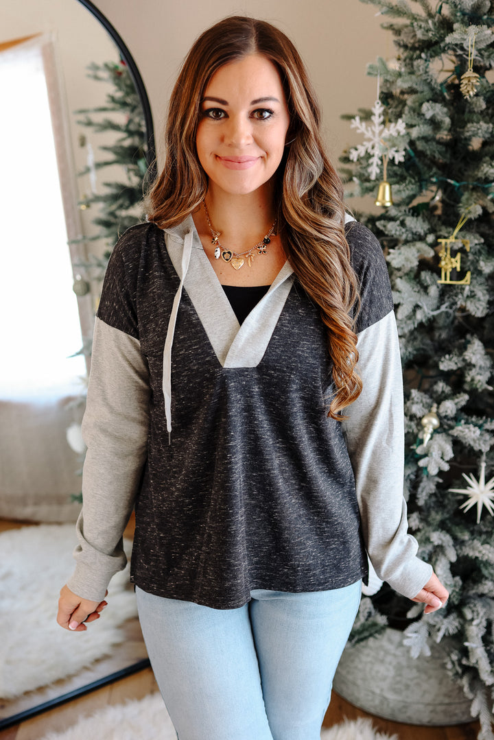 Demi Colorblock Hooded Sweatshirt - Black