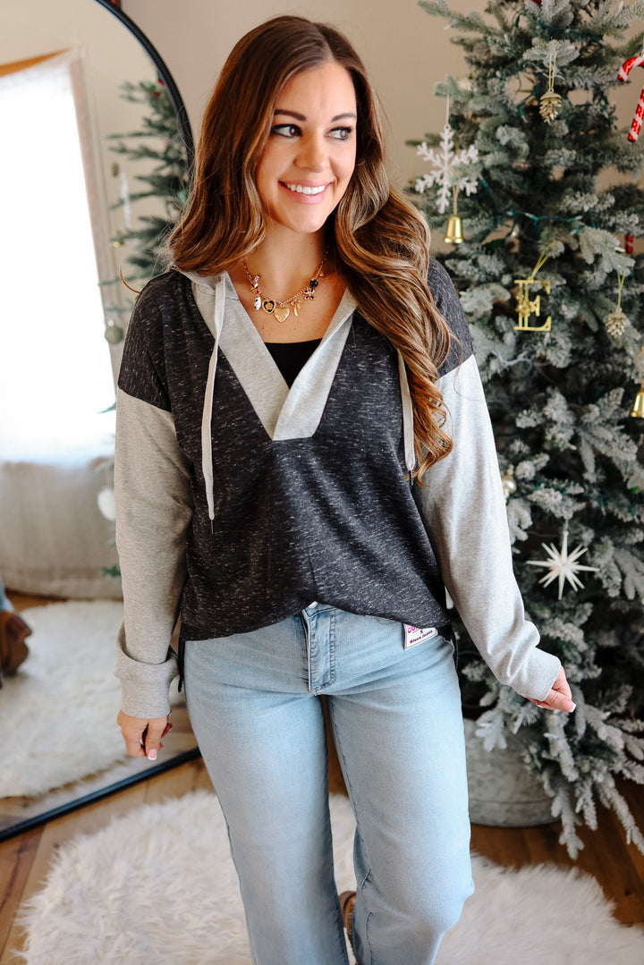 Demi Colorblock Hooded Sweatshirt - Black