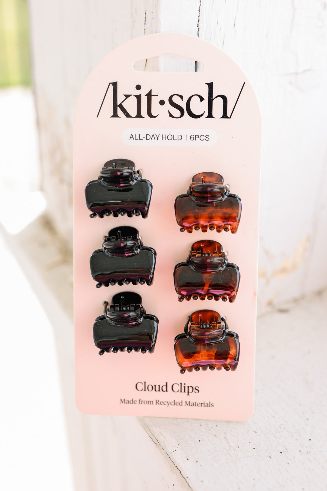 Recycled Plastic Mini Puffy Claw Clips 6pc Set - Black/Tort