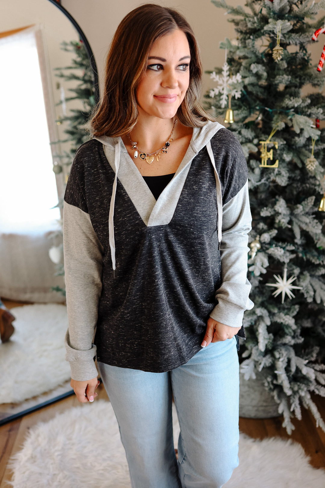 Demi Colorblock Hooded Sweatshirt - Black