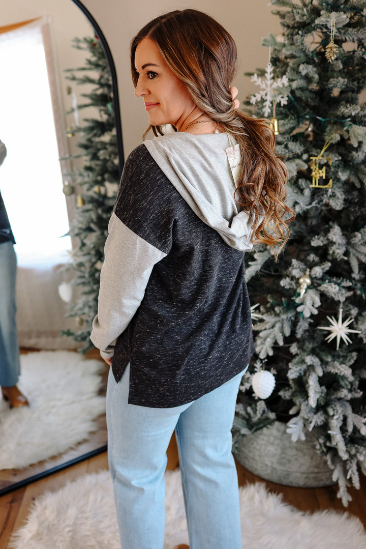 Demi Colorblock Hooded Sweatshirt - Black