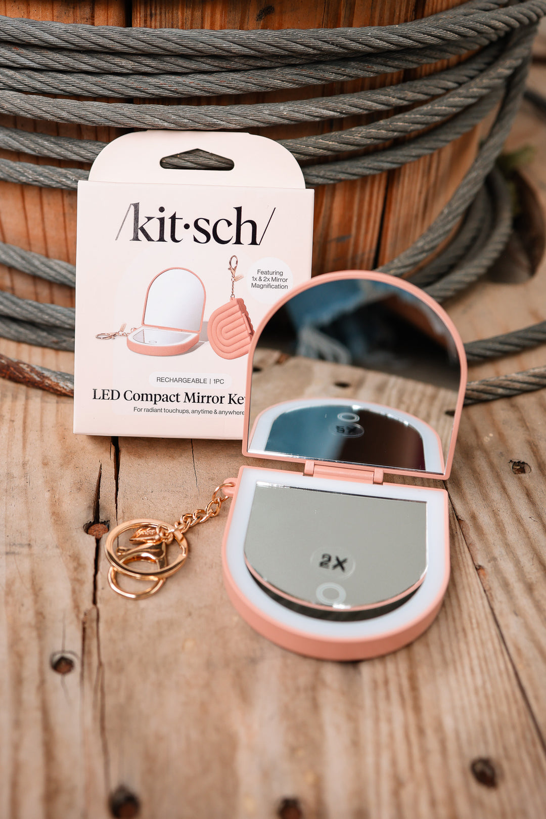 Terracotta Compact Mirror Keychain