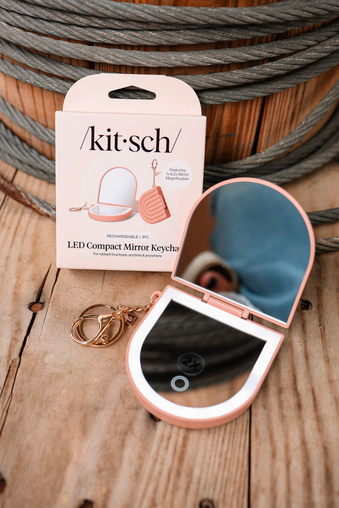 Terracotta Compact Mirror Keychain