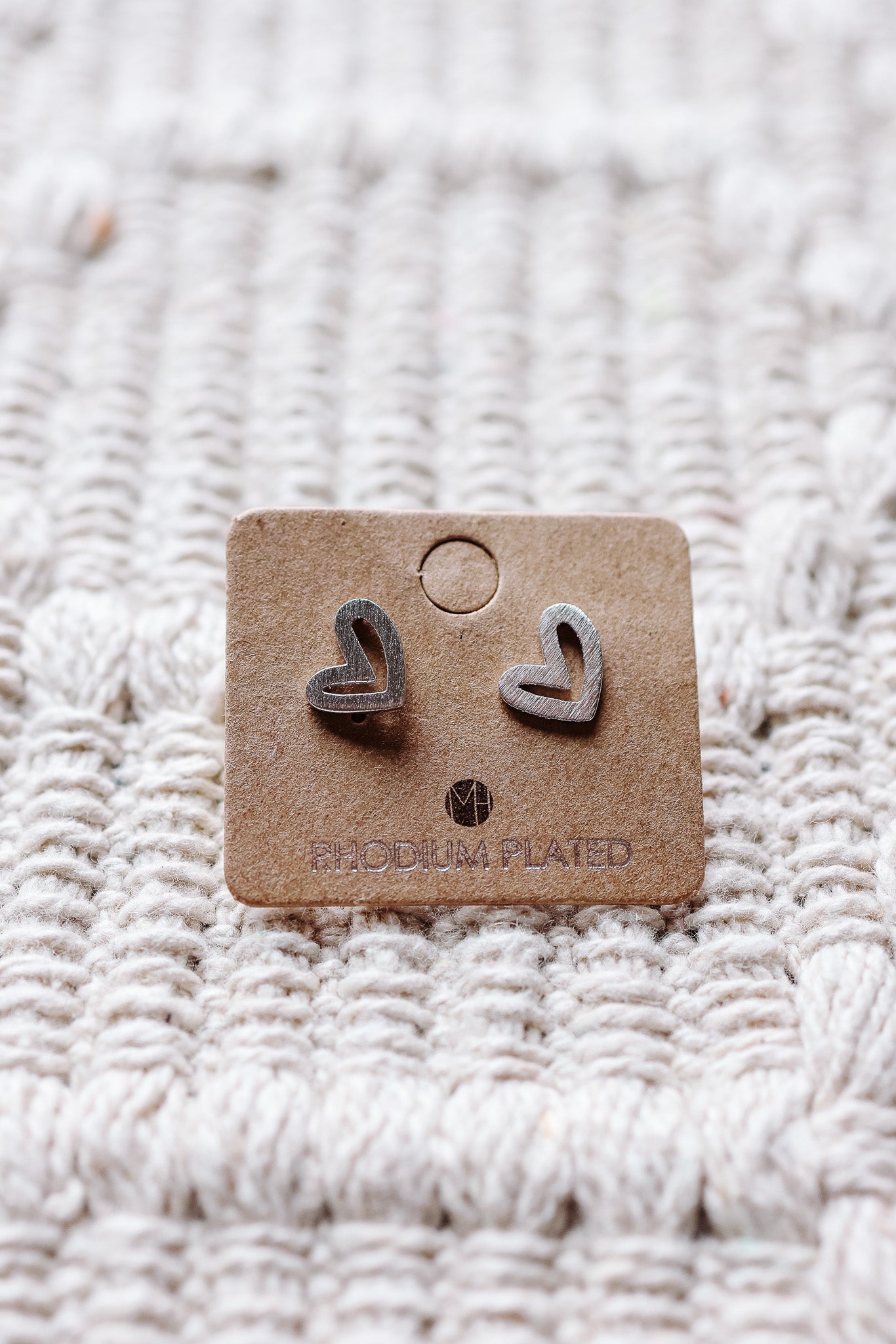 Heart Stud Earrings - Silver