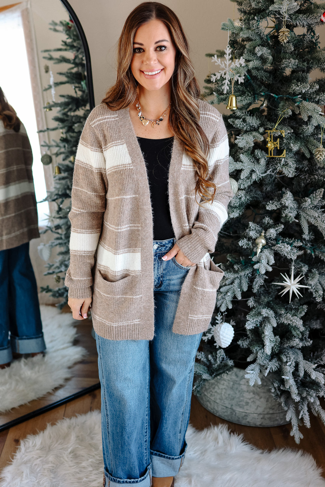 Madison Striped Cardigan - Cream